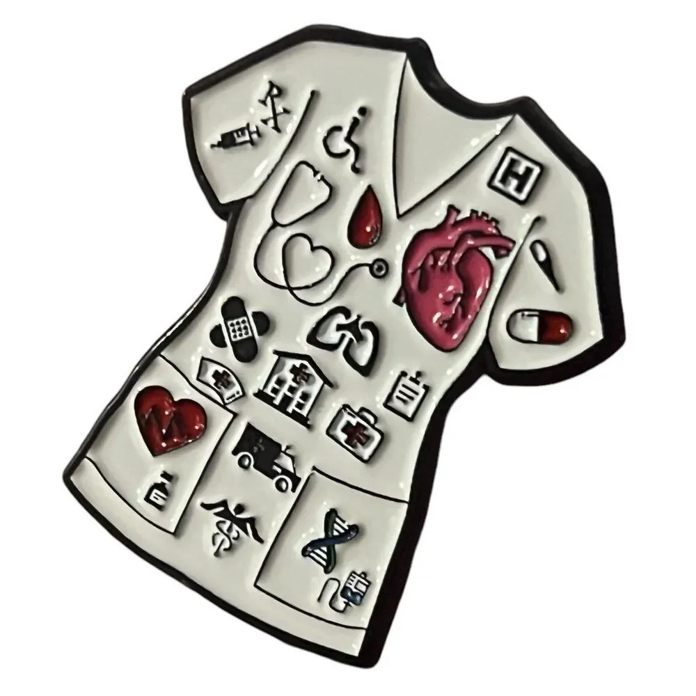 Nurse Medical Healthcare Worker White Coat Enamel Pin